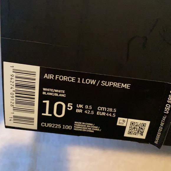 NEW Nike Air Force 1 Low Supreme Sneakers 8 / 10.5 - Picture 12 of 12